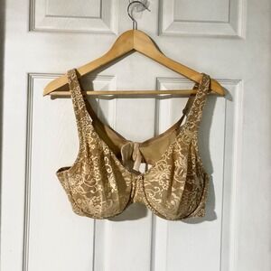 Cacique Lace Full Coverage Bra‎ Tan Beige 42C Underwire Support minimizer